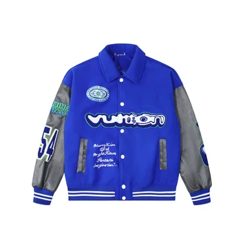  2023 Высококачественная осенняя мужская бейсбольная куртка FW Runway Edition Klein Blue Pulse цвета Земля в соотношении 1:1, верхняя одежда, куртка