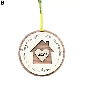  Деревянное ожерелье с подвеской Очаровательные украшения для деревянного дома ручной работы, подарки на новоселье, Рождественские украшения, подвеска