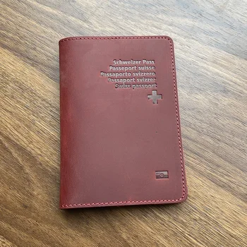  Кожаная обложка для швейцарского паспорта из натуральной кожи, держатель для загранпаспорта в Швейцарии, Натуральная кожа для паспорта из натуральной кожи