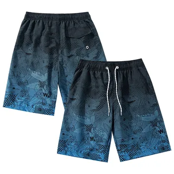  Мужские плавки с сетчатым вкладышем, плавательные шорты, пляжные шорты, летние пляжные шорты синего цвета