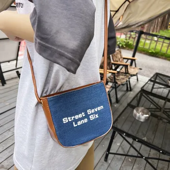  Новая женская сумка-мешок, повседневная джинсовая мини-сумка через плечо с надписями, сумка для поездок на работу, Высококачественные сумки, кошелек, однотонная сумка через плечо.
