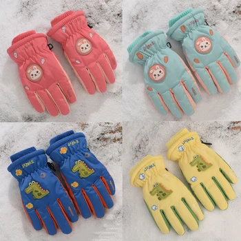  Новые детские лыжные перчатки для девочек и мальчиков, уличные ветрозащитные водонепроницаемые лыжные перчатки, зимние утолщенные спортивные велосипедные варежки для снега