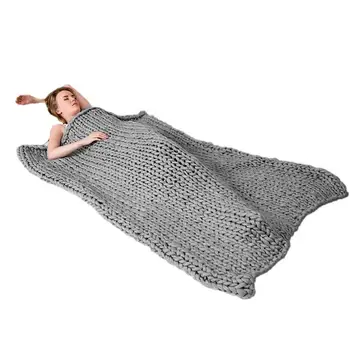  Одеяло из плотной вязки Мягкая синельная пряжа Гигантское вязаное одеяло Одеяла крупной вязки Плотная теплая вязка