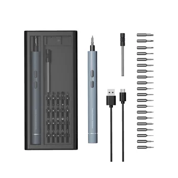  Прецизионная электрическая отвертка 4 В USB, мини-отвертка, литий-ионный аккумулятор с ящиком для хранения инструмента для ремонта телефона, Серый 4 * 28 бит